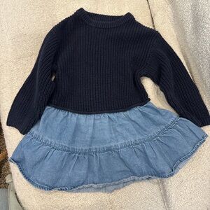 Zara Navy Knit Sweater Chambray dress, 2T